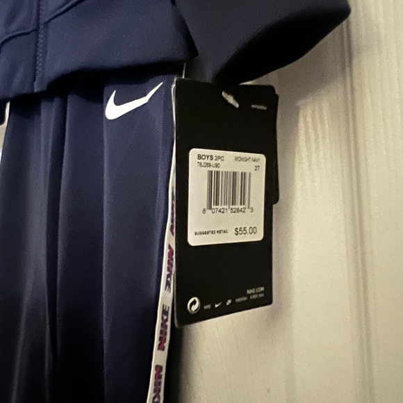 Nike Toddler Boy 2 Piece Jogging Set Baseball, Navy Blue Tracksuit - Picture 4 of 5
